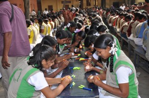 MOST CHILDREN PAINTING EGG SIMULTANEOUSLY