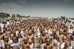 MOST PEOPLE DRESSED UP AS M K GANDHI