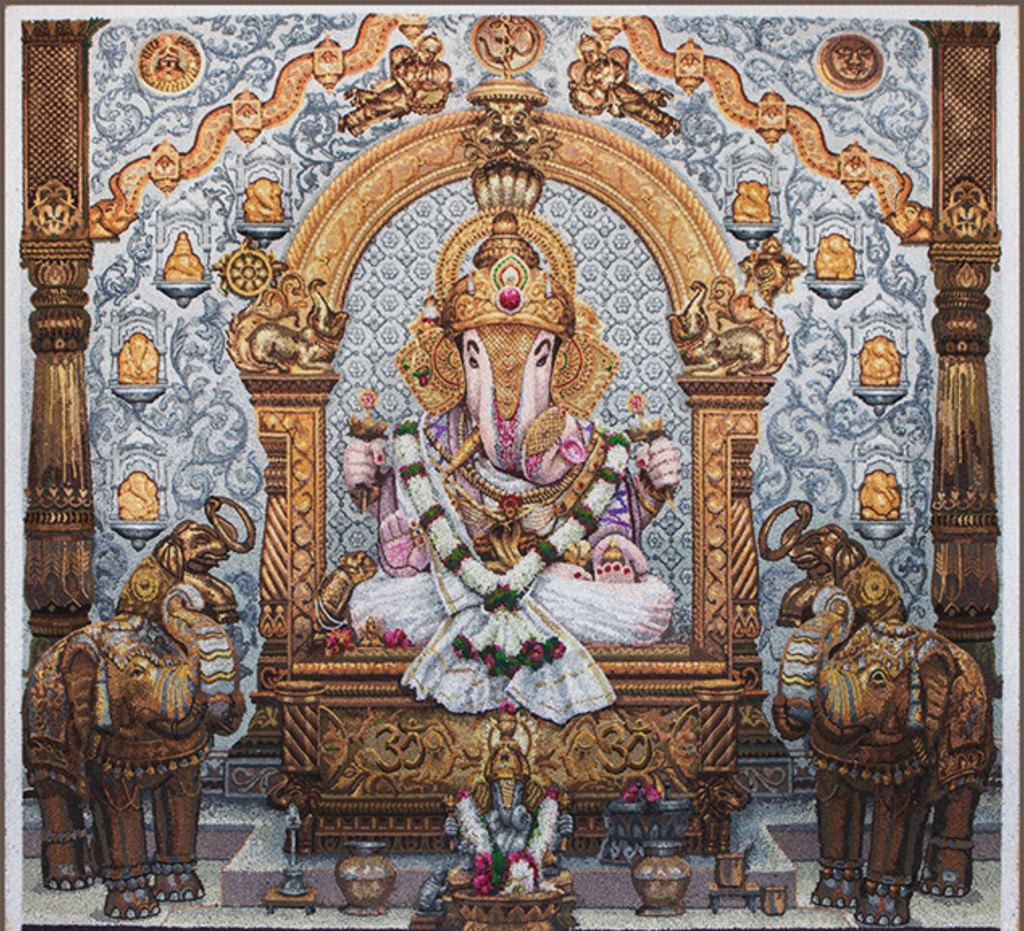 GANESHA PORTRAITS CREATED FROM SAGO PEARLS