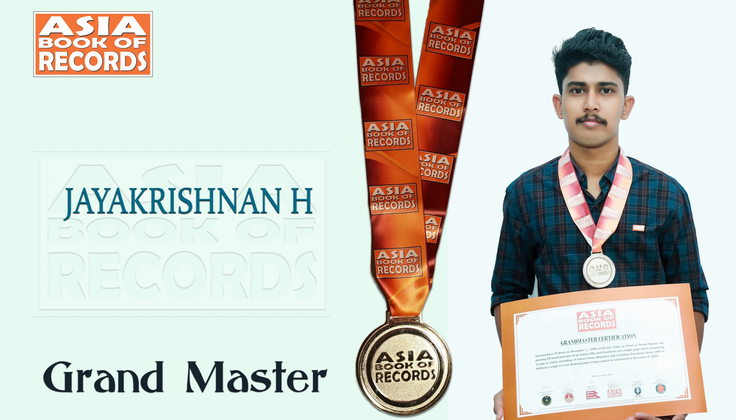 GRAND MASTER – JAYAKRISHNAN H - Asia Book of Records