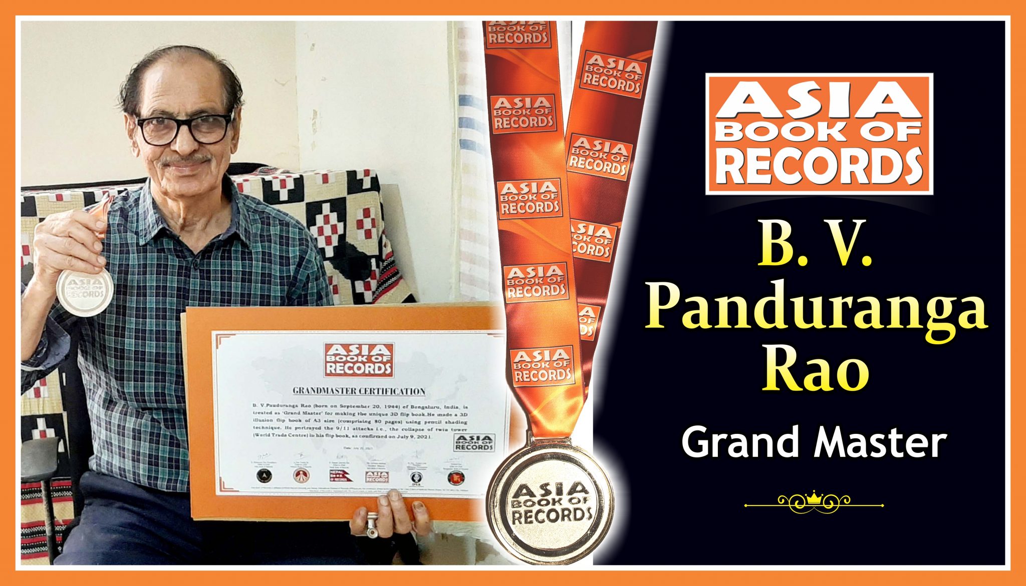 Grand Master – B. V.Panduranga Rao - Asia Book of Records