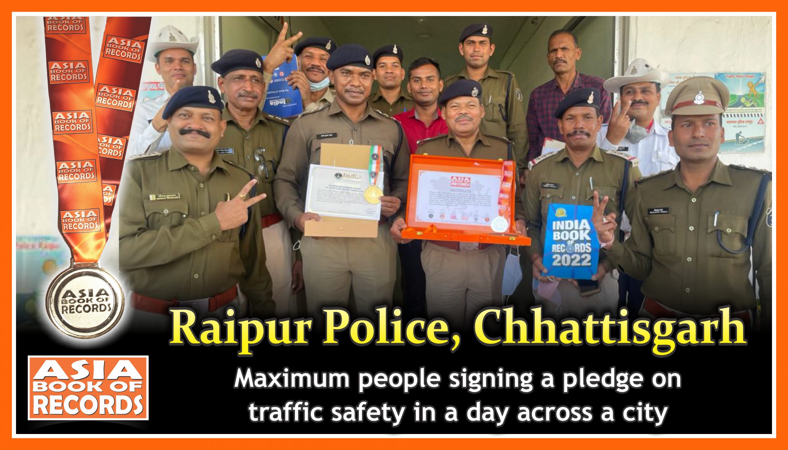 Maximum people signing a pledge on traffic safety in a day across a city