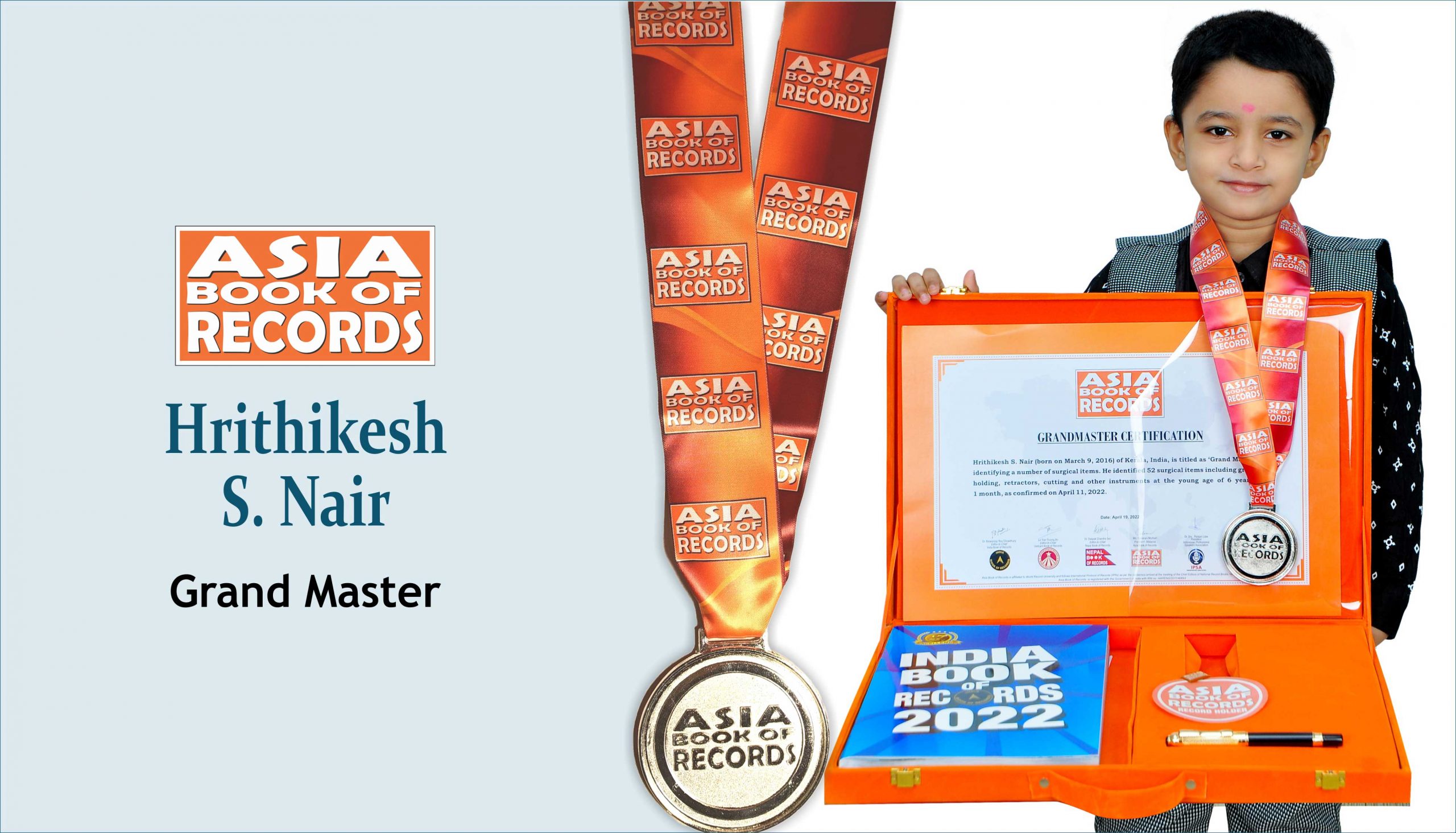 GRAND MASTER – JAYAKRISHNAN H - Asia Book of Records