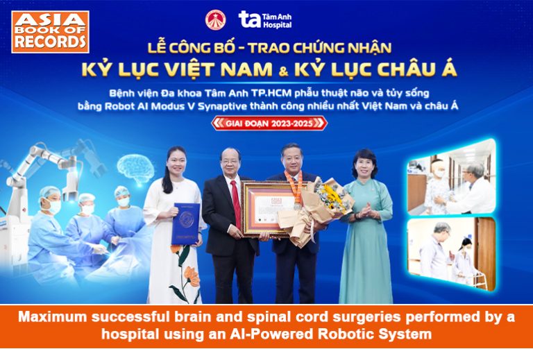 Maximum successful brain and spinal cord surgeries performed by a hospital using an AI-Powered Robotic System