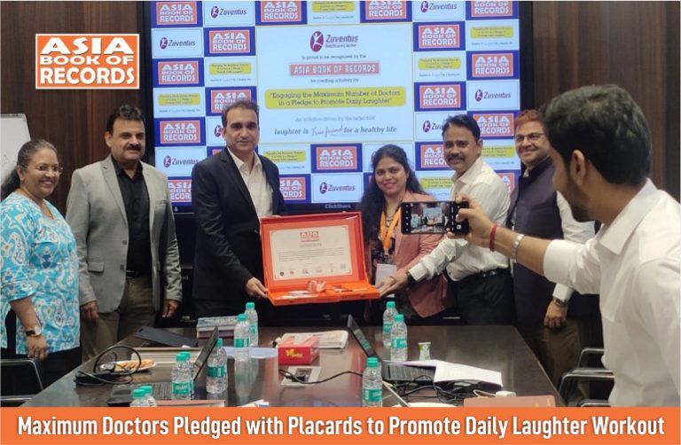 Maximum Doctors Pledged with Placards to Promote Daily Laughter Workout