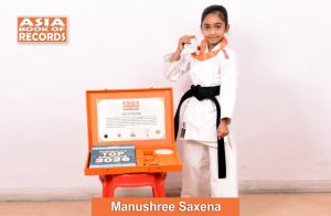 Pic of Manushree Saxena Youngest to achieve a second degree Black Belt in Karate