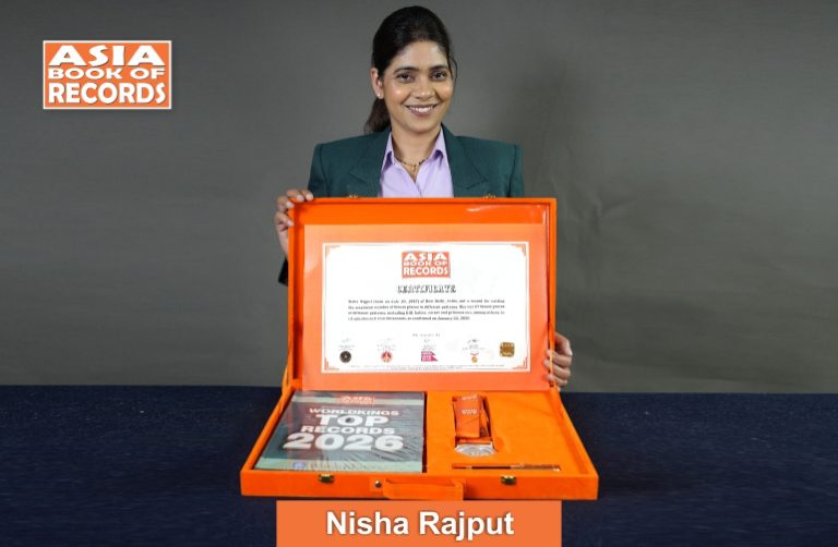 Image of Nisha Rajput, Maximum blouse pieces cut in different patterns by an individual