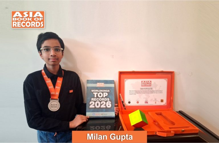 Image of milan gupta, Fastest child to solve an 11 x 11 Rubik's Mega Cube