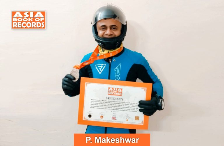 Image of P Makeshwar, Longest duration of a freefall tandem skydive performed by an officer of the Armed Forces.