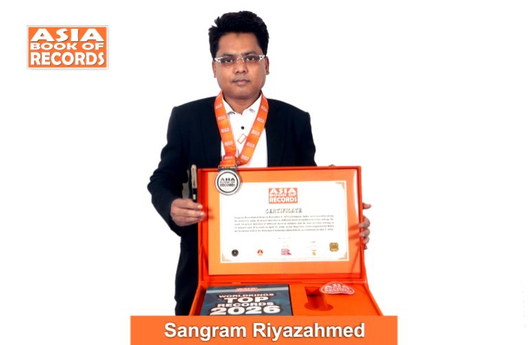 Fastest individual to make 50 pencil sketches of different faces of children in a live setting Image of Sangram Riyazahmed, Fastest individual to make 50 pencil sketches of different faces of children in a live setting.