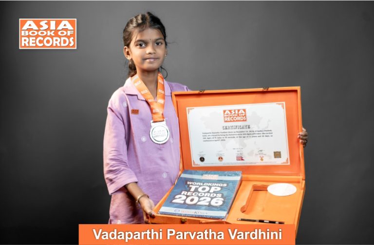 Fastest child to recite 300 digits of Pi value Image of Vadaparthi Parvatha Vardhini, Fastest child to recite 300 digits of Pi value.