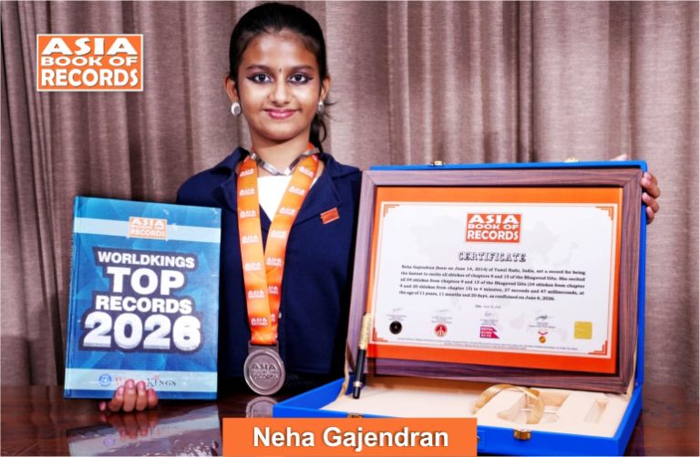 Image of Neha Gajendran, Fastest child to recite all shlokas of chapters 9 and 15 of the Bhagavad Gita.