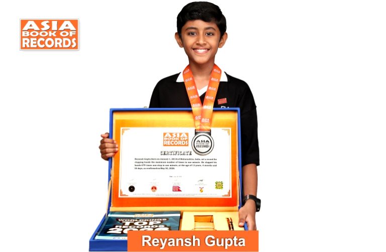 Image of Reyansh Gupta, Maximum times hands clapped in one minute by a child.