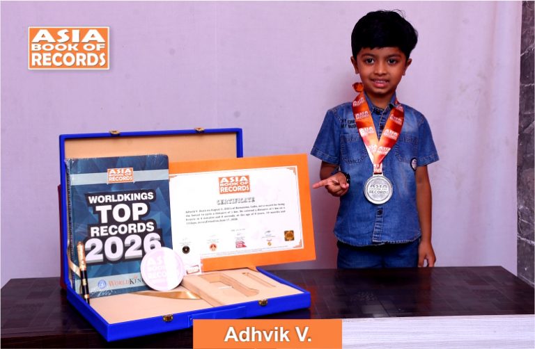 Pic of Adhvic V, Fastest kid to cycle a distance of 1 km