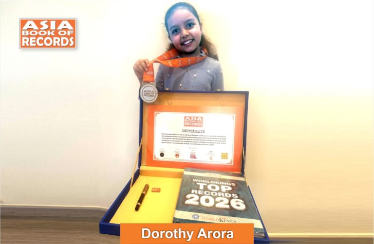Pic of Dorothy Arora, Maximum countries identified and associated currencies recalled by their flags in one minute by a child.