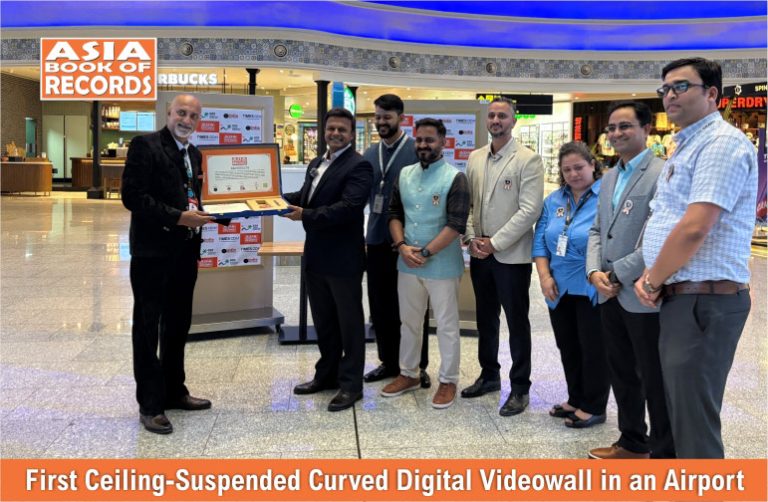 First Ceiling Suspended Curved Digital Videowall Installed in an Airport First Ceiling Suspended Curved Digital Videowall Installed in an Airport.