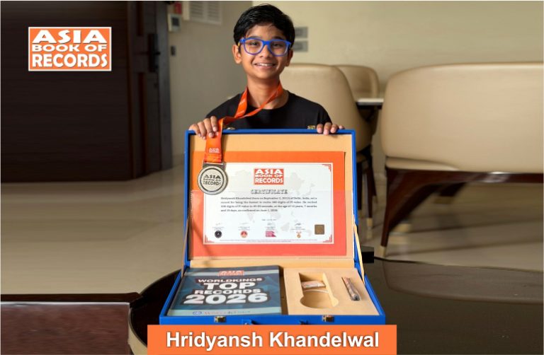 Fastest child to recite 300 digits of Pi value Pic of Haridyansh Khandenlwal, Fastest child to recite 300 digits of Pi value.
