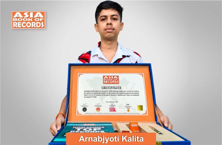Squares of maximum numbers recited by a teen in 30 seconds Pic of Arnabyoti Kalita, Squares of maximum numbers recited by a teen in 30 seconds.