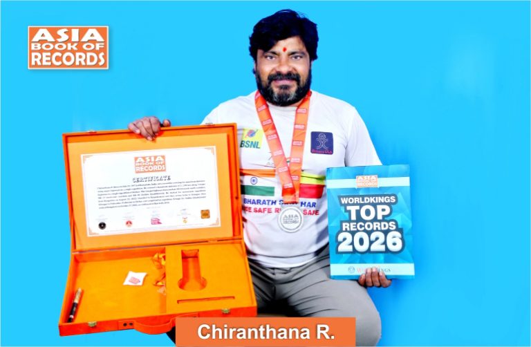 Pic of Chiranthana R, Maximum distance covered along major highways by an individual in a single expedition.