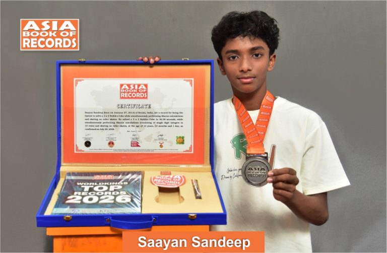 Fastest child to solve a 3 x 3 Rubik’s Cube while simultaneously performing Abacus calculations and skating on roller skates Pic of Saayan Sandeep. Fastest child to solve a 3 x 3 Rubik's Cube while simultaneously performing Abacus calculations and skating on roller skates.