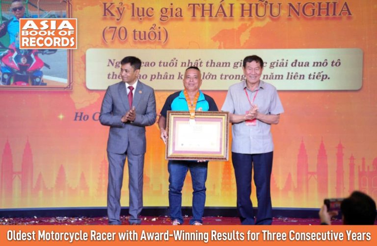 Oldest Motorcycle Racer with Award-Winning Results for Three Consecutive Years.