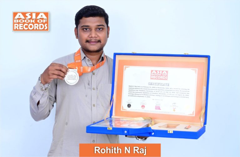 image of Rohith N Raj, Maximum distance covered on a round-trip motorcycle expedition by a trio.