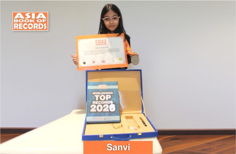 Fastest child to recall the capitals of all countries Pic of Sanvi, Fastest child to recall the capitals of all countries.